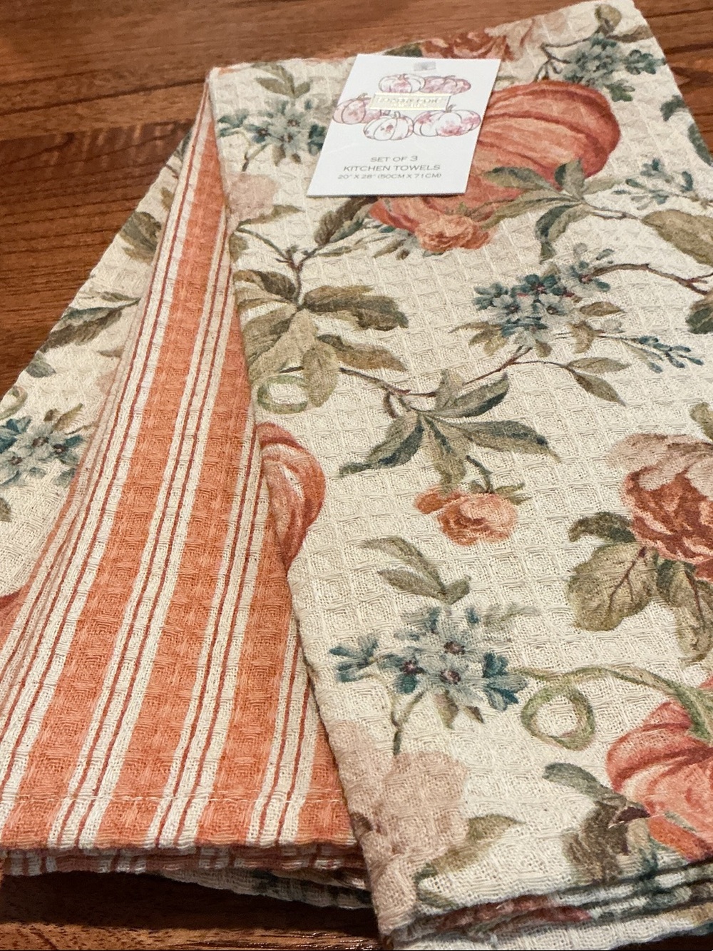 Shabby Chic Fall / Autumn Kitchen Towels - Set of 3
